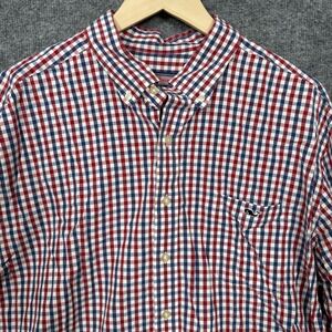 Vineyard Vines Mens Size 2XL Shirt Red Blue Cotton Gingham Slim Fit Tucker